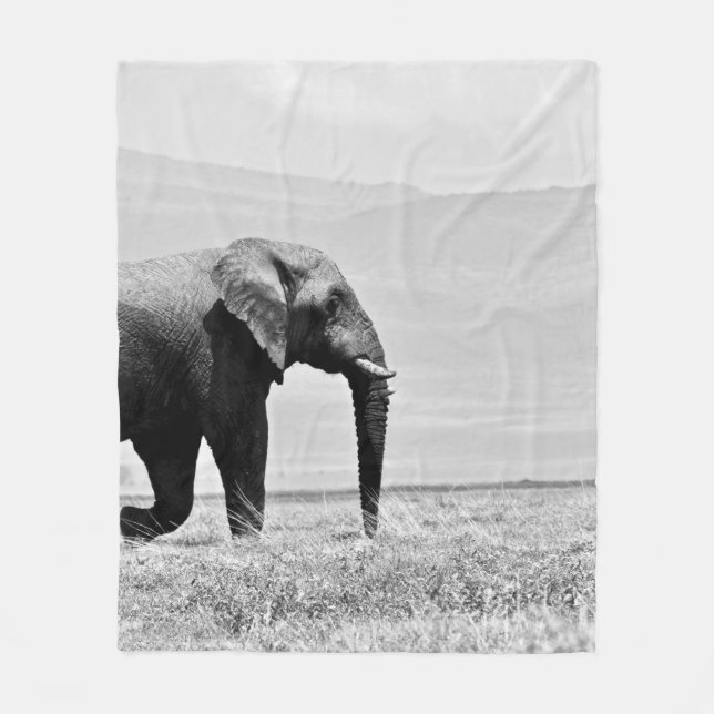 GRAYSCALE FOTOGRAFIE DES ELEPHANS FLEECEDECKE (Vorderseite)
