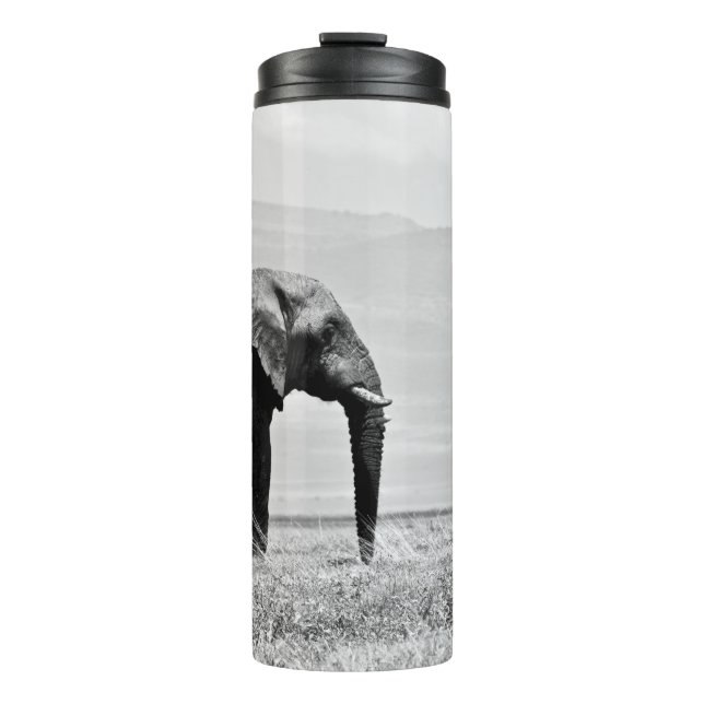 GRAYSCALE FOTOGRAFIE DES ELEPHANS THERMOSBECHER (Vorderseite)