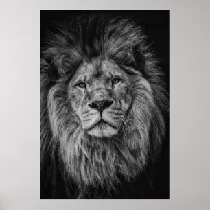 GRAYSCALE FOTOGRAFIE VON LION POSTER