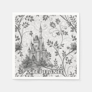 Grayscale Gran Canaria Verziertes Schloss im Val P Serviette