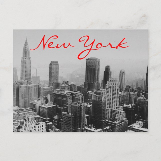 Grayscale New York City Night Postcard Postkarte (Vorderseite)