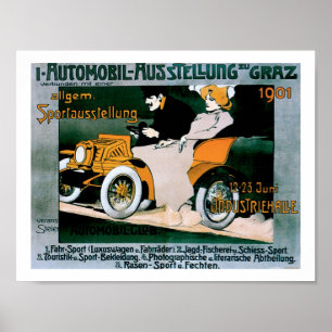 Graz-Automobil-Vintages Kunst-Druck-Plakat 1901 Poster