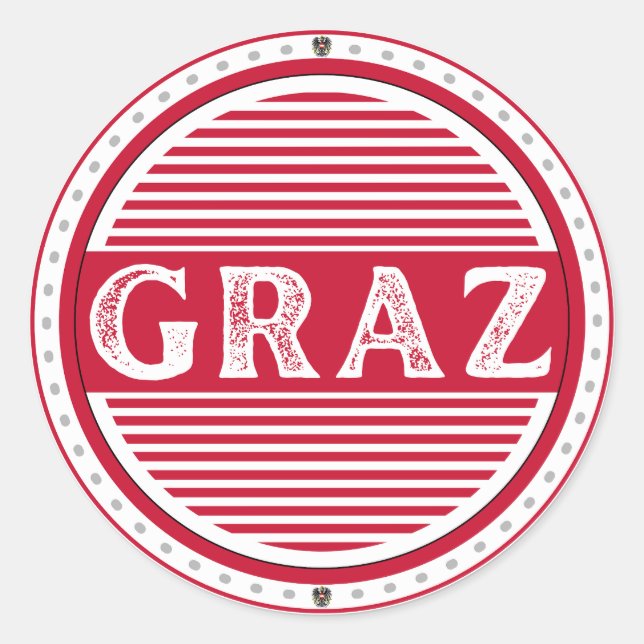 Graz City Pride Emblem – Austrian Identity Runder Aufkleber (Vorderseite)