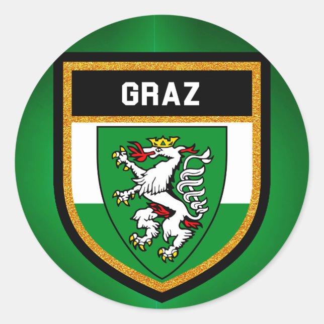 Graz Flag Runder Aufkleber (Vorderseite)