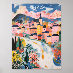 Graz Österreich Reise Stadt Malerei Ästhetik Poster