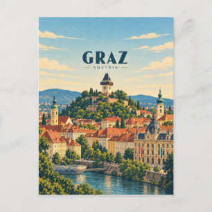 Graz Österreich Vintage Reise Kunst Postkarte