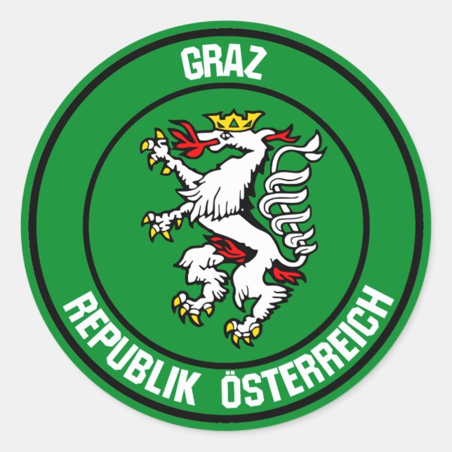 Graz Round Emblem Runder Aufkleber (Vorderseite)