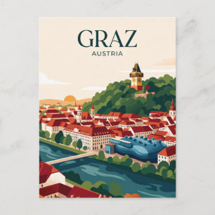 Graz Skyline Österreich Postkarte
