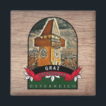 Graz Steiermark Souvenir Küchen Magnet<br><div class="desc">Erleben Sie das Flair von Graz in KüchenŌ mit dem Ausschließlichen weiten Magneten. Das Design in den Farben Schwarz, Grün und Rot zeigt eine noch unumstößliche Illustration der Stadt Graz und den Schriftzug "Graz" auf einem schwarzen Banner mit Vintagem . Der im Holzschreibtisch und dem Magnet. Sie mit diesem Akzent...</div>