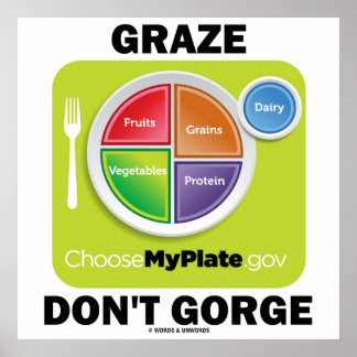 Graze Don't Gorge (MyPlate.gov Lebensmittelgruppen Poster