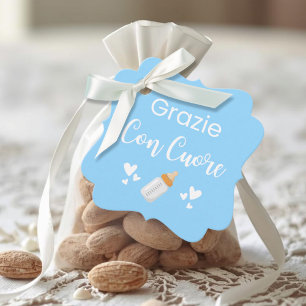 Grazie Con Cuore Italienisch Danke Blau Geschenkanhänger