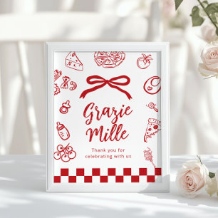 Grazie Mille Danke fürs Kommen Whimsical Pizza Poster