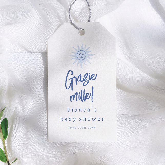 Grazie Mille! Italian Boy Baby Shower Thank You Geschenkanhänger (Von Creator hochgeladen)