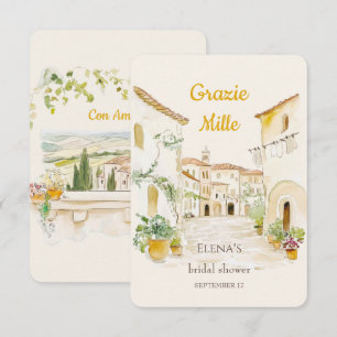Grazie Mille Italienisches Dorf Aquarell Dankeskarte