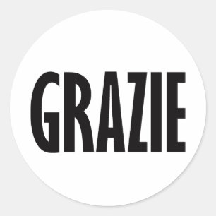 Grazie Schwarzes Runder Aufkleber
