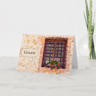 Grazie Vielen Dank Italien Blume Brick Window Karte