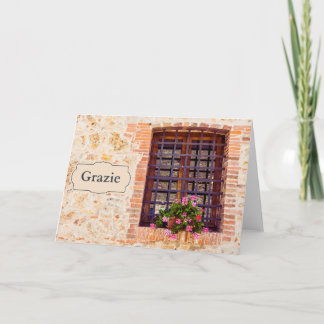 Grazie Vielen Dank Italien Blume Brick Window Karte