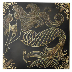 Grazile Art Deco-Nixe in Gold Fliese