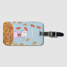 Grazile Katze des Herbstes mit Blättern Gepäckanhä Gepäckanhänger