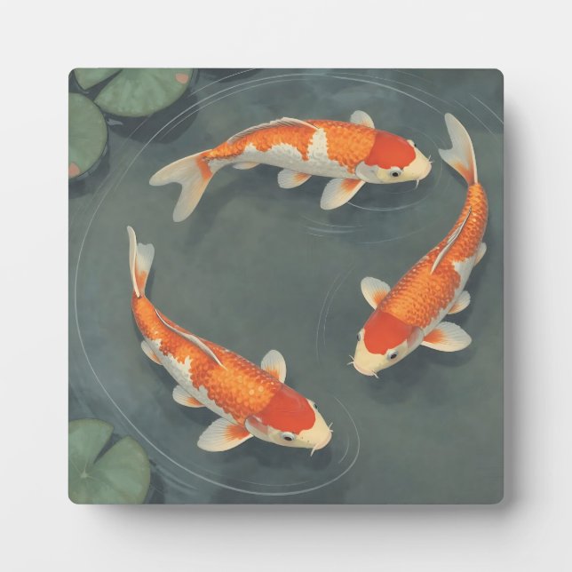 Graziler Koi-Fischteich-Serenitäts-Design Fotoplatte (Vorderseite)