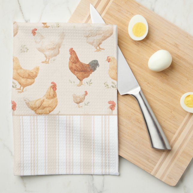 Grazing Chickens Country Kitchen Towels Geschirrtuch (Viertel Falte)