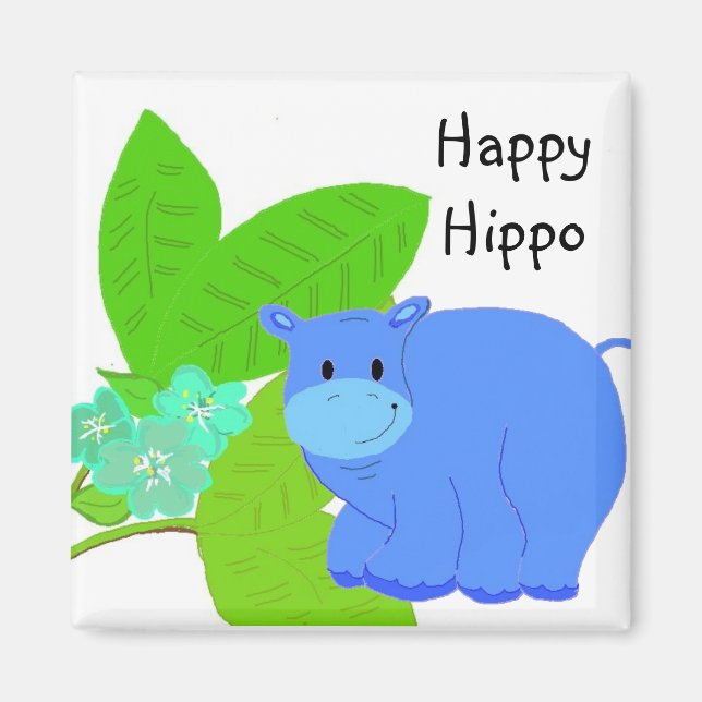 Grazing Happy Hippo Magnet (Vorne)