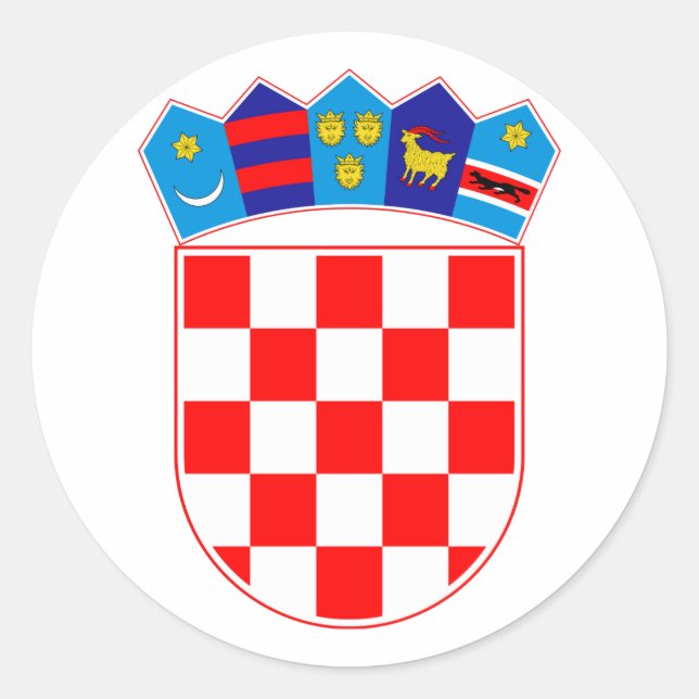Grb Hrvatske, kroatisches Wappen Runder Aufkleber (Vorderseite)