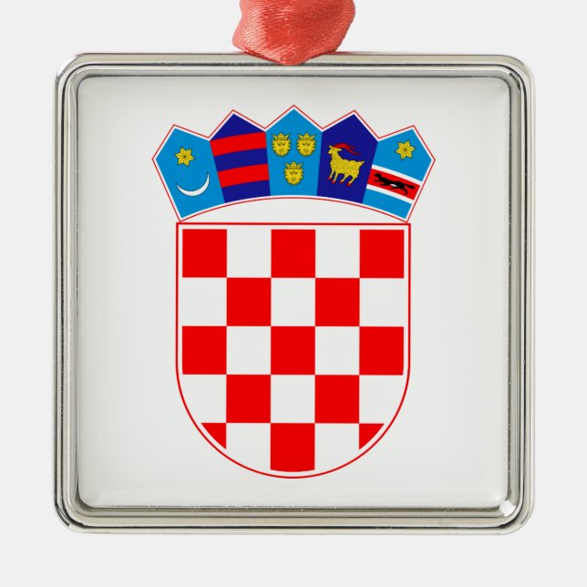 Grb Hrvatske, kroatisches Wappen Silbernes Ornament (Vorne)