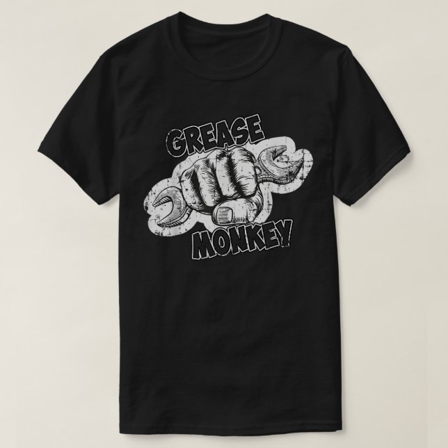 Grease Monkey Wrench Auto Mechanics T-Shirt (Design vorne)
