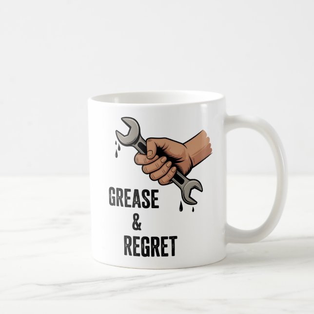 Grease & Regret | Technician Life Joke Kaffeetasse (Rechts)