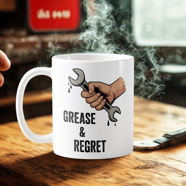 Grease & Regret | Technician Life Joke Kaffeetasse (Von Creator hochgeladen)