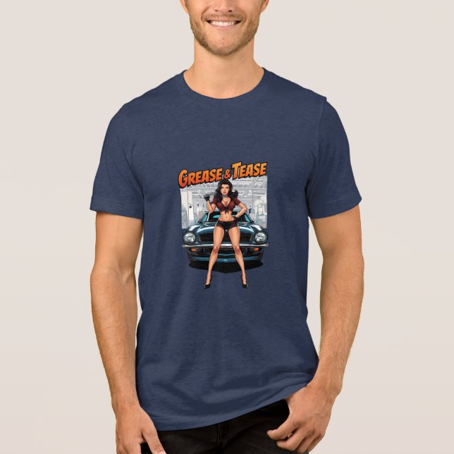 Grease & Tease – Hot Rod Pin-Up Girl Tri-Blend Shirt (Vorderseite)