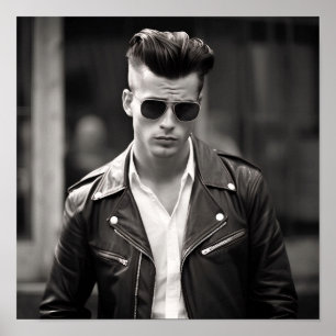 Greaser Punk Typ in Sonnenbrille Poster