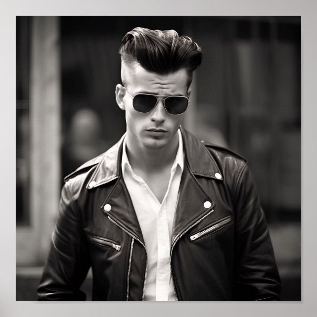 Greaser-Punk-Typ mit Sonnenbrille Poster (Vorne)