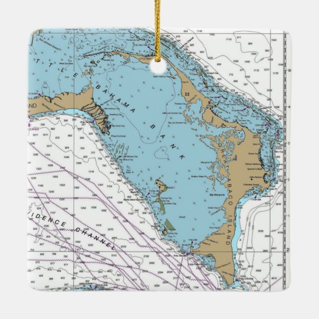 Great Abaco Island Chart Keramikornament (Rückseite)