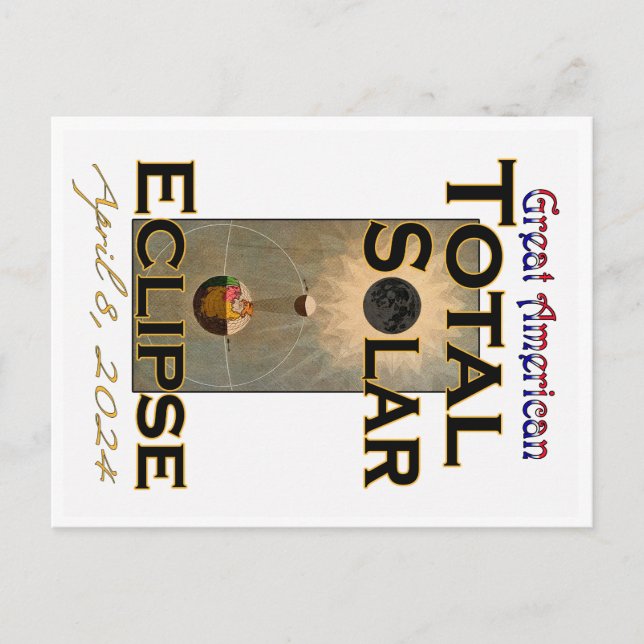 Great American 2024 Total Solar Eclipse Postcard Postkarte (Vorderseite)