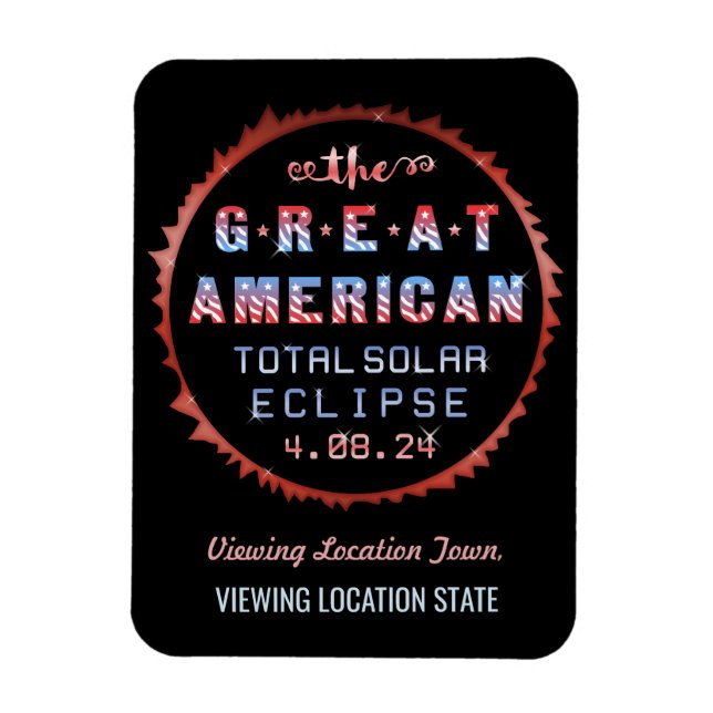 Great American Total Solar Eclipse 8. April 2024 Magnet (Vertikal)