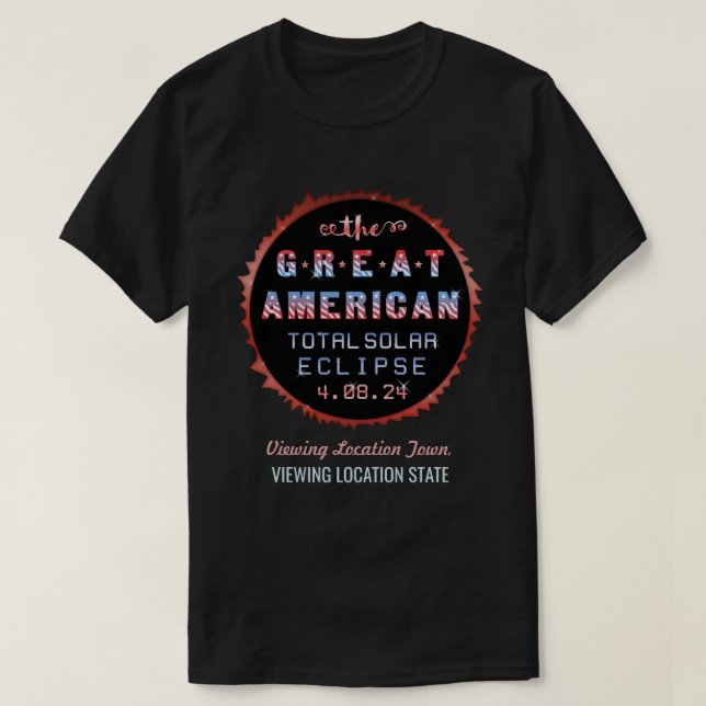 Great American Total Solar Eclipse 8. April 2024 T-Shirt (Design vorne)