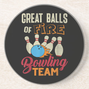 Great Balls Fire Bowling Team Shirt Funny Vintag Getränkeuntersetzer