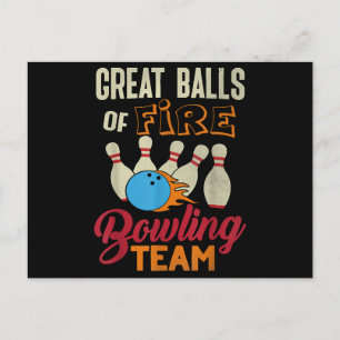 Great Balls Fire Bowling Team Shirt Lustig Vintage Feiertagspostkarte