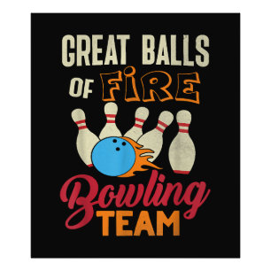 Great Balls Fire Bowling Team Shirt Lustig Vintage Fotodruck