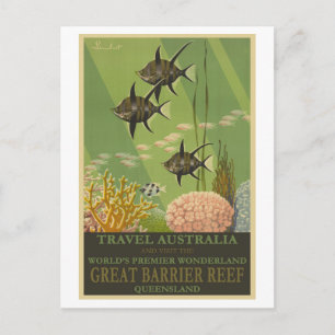 Great Barrier Reef Australia Vintage Travel Poster Postkarte