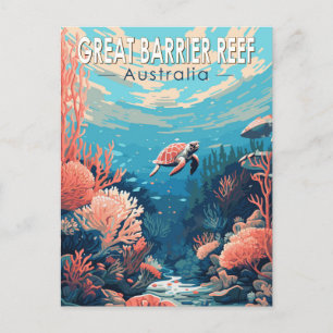 Great Barrier Reef Australien Reise Kunst Vintage Postkarte