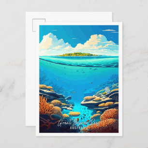 Great Barrier Reef Australien Reiseillustrierung Postkarte