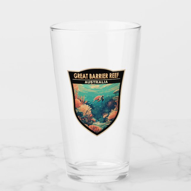 Great Barrier Reef Australien Reisen Vintag Glas (Vorderseite)