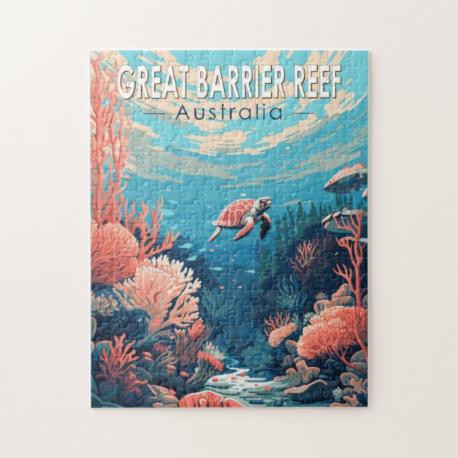 Great Barrier Reef Australien Reisen Vintag Puzzle (Vertikal)