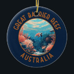 Great Barrier Reef Australien Retro gestörte Kunst Keramik Ornament<br><div class="desc">Great Barrier Reef in einem Vektor Art Stil. Das Great Barrier Reef ist das weltweit größte Korallenriff-System,  bestehend aus über 2900 einzelnen Riffen und 900 Inseln.</div>