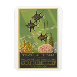 Great Barrier Reef Australien Vintage Reiseplakat Magnet