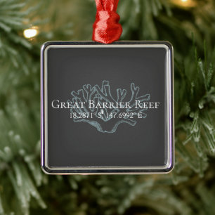 Great Barrier Reef Latitude Longitude Plaque Ornament Aus Metall