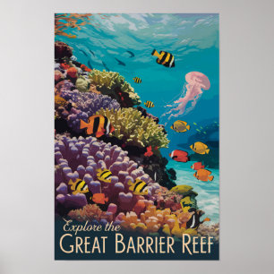 Great Barrier Reef Queensland Reise Kunst Vintage Poster